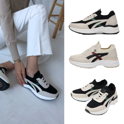 TKU여성 발편한 매쉬 콤비 가벼운 스니커즈 운동화 4cm